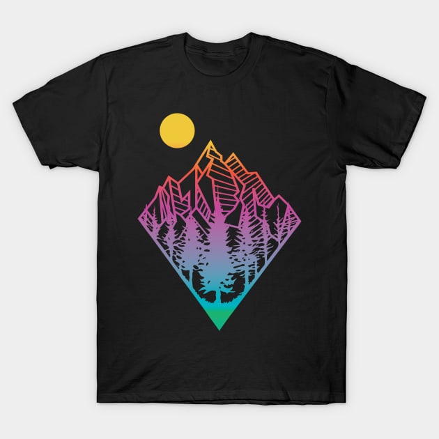 'Minimal Mountains' Cool Hiking Geometry T-Shirt by ourwackyhome